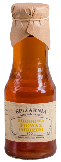 Miodowa pigwa z imbirem - syrop z pigwy z miodem i imbirem, syrop pigwowy z miodem i imbirem, syrop z dodatkiem pigwy, miodu i imbiru - spiżarnia Anny Walczyńskiej